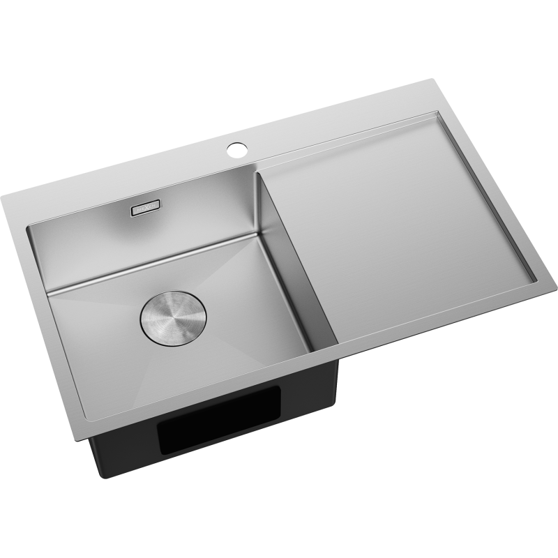 Mexen Exar plieninė vienos kameros kriauklė su nutekamuoju paviršiumi, kairė, 780 x 480 mm, inox - 6433781010L-01