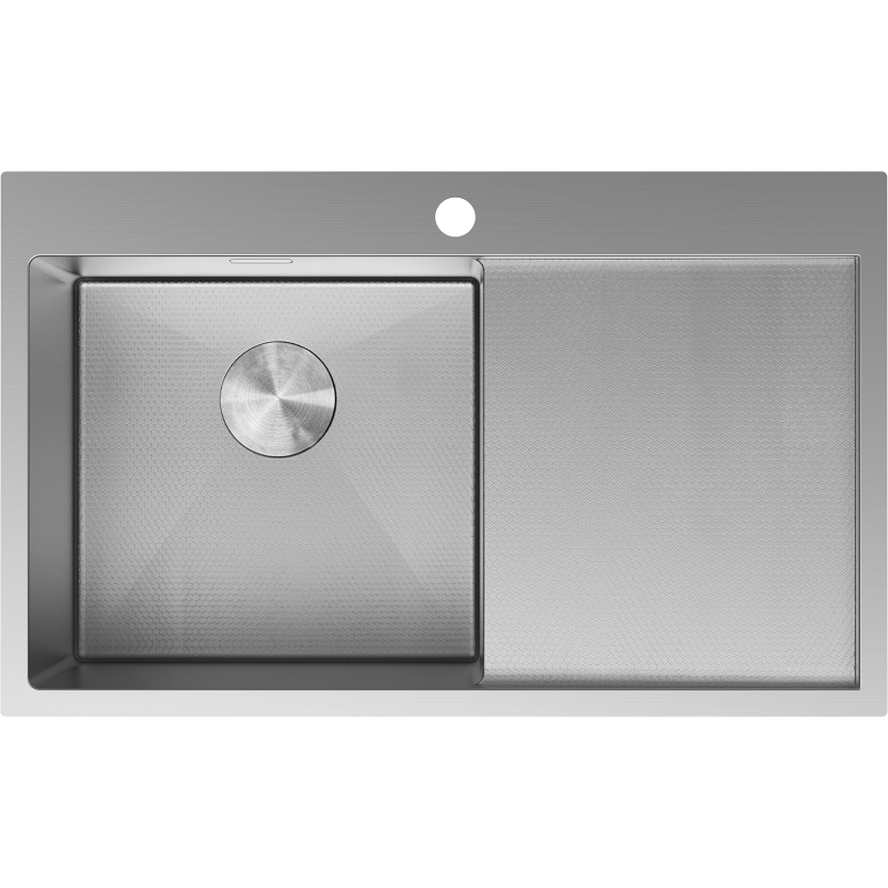 Mexen Exar plieninė vienos kameros plautuvė su kairiuoju nusausinimo paviršiumi 780 x 480 mm, inox HC - 6433781010L-01HC