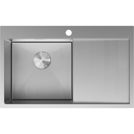 Mexen Exar plieninė vienos kameros plautuvė su kairiuoju nusausinimo paviršiumi 780 x 480 mm, inox HC - 6433781010L-01HC