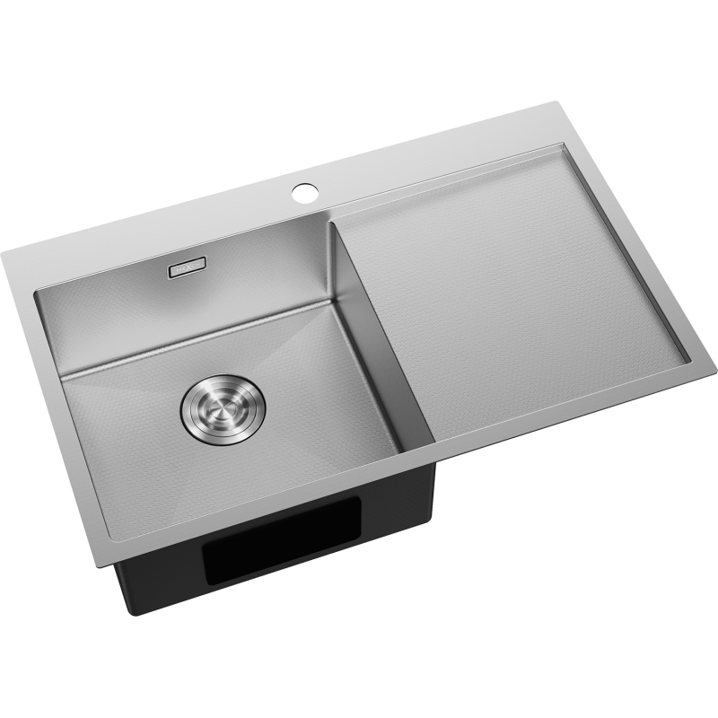 Mexen Exar plieninė vienos kameros plautuvė su kairiuoju nusausinimo paviršiumi 780 x 480 mm, inox HC - 6433781010L-01HC