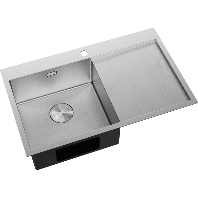 Mexen Exar plieninė vienos kameros plautuvė su kairiuoju nusausinimo paviršiumi 780 x 480 mm, inox HC - 6433781010L-01HC