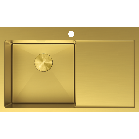 Mexen Exar nerūdijančio plieno plautuvė 1 skyrius su kairiuoju nusausintuvu 780 x 480 mm, auksinė - 6433781010L-55