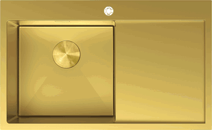 Mexen Exar vienos kamerų nerūdijančio plieno plautuvė su drenažu, kairės pusės, 780 x 480 mm, aukso spalvos