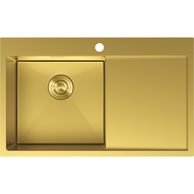 Mexen Exar nerūdijančio plieno plautuvė 1 skyrius su kairiuoju nusausintuvu 780 x 480 mm, auksinė - 6433781010L-55