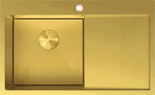 Mexen Exar vienos plautuvės plieninė kriauklė su nutekėjimu, kairė 780 x 480 mm, auksinė HC - 6433781010L-55HC