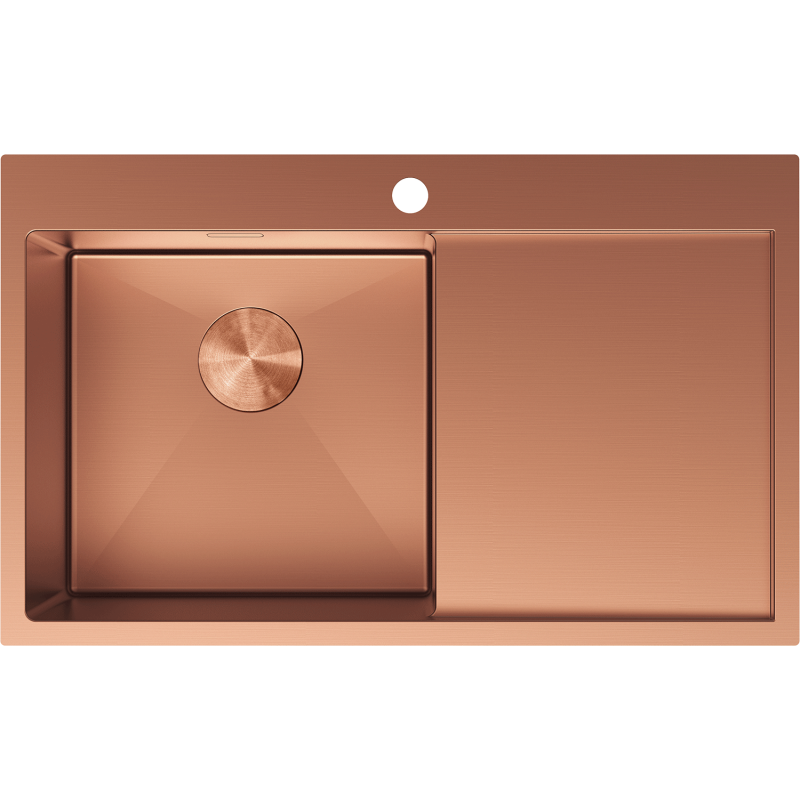 Mexen Exar plieninė vienos kameros plautuvė su lašėjimo plokšte, kairė 780 x 480 mm, varis - 6433781010L-65