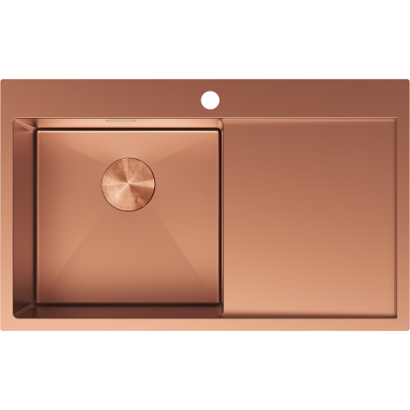 Mexen Exar plieninė vienos kameros plautuvė su lašėjimo plokšte, kairė 780 x 480 mm, varis - 6433781010L-65