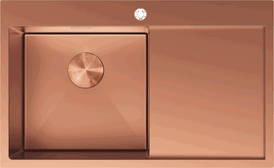 Mexen Exar plieninė vienos kameros plautuvė su lašėjimo plokšte, kairė 780 x 480 mm, varis - 6433781010L-65