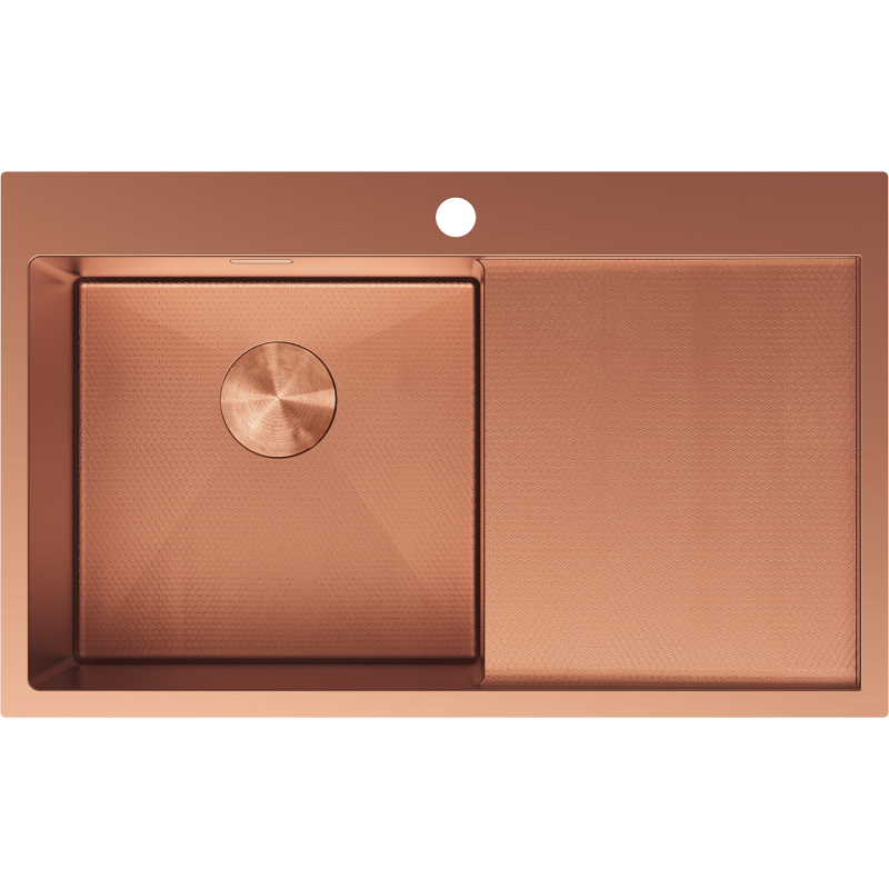 Mexen Exar plieninis vienos kameros kriauklė su nutekamuoju įtaisu, kairė 780 x 480 mm, varis HC - 6433781010L-65HC