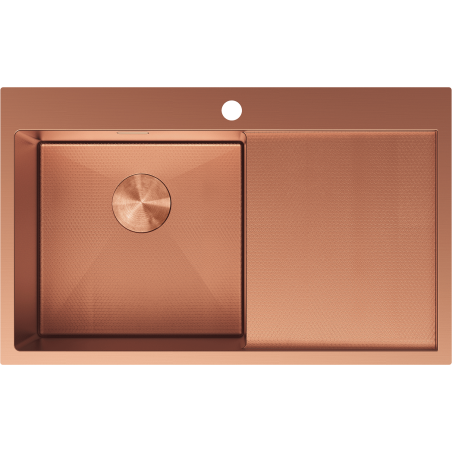 Mexen Exar plieninis vienos kameros kriauklė su nutekamuoju įtaisu, kairė 780 x 480 mm, varis HC - 6433781010L-65HC