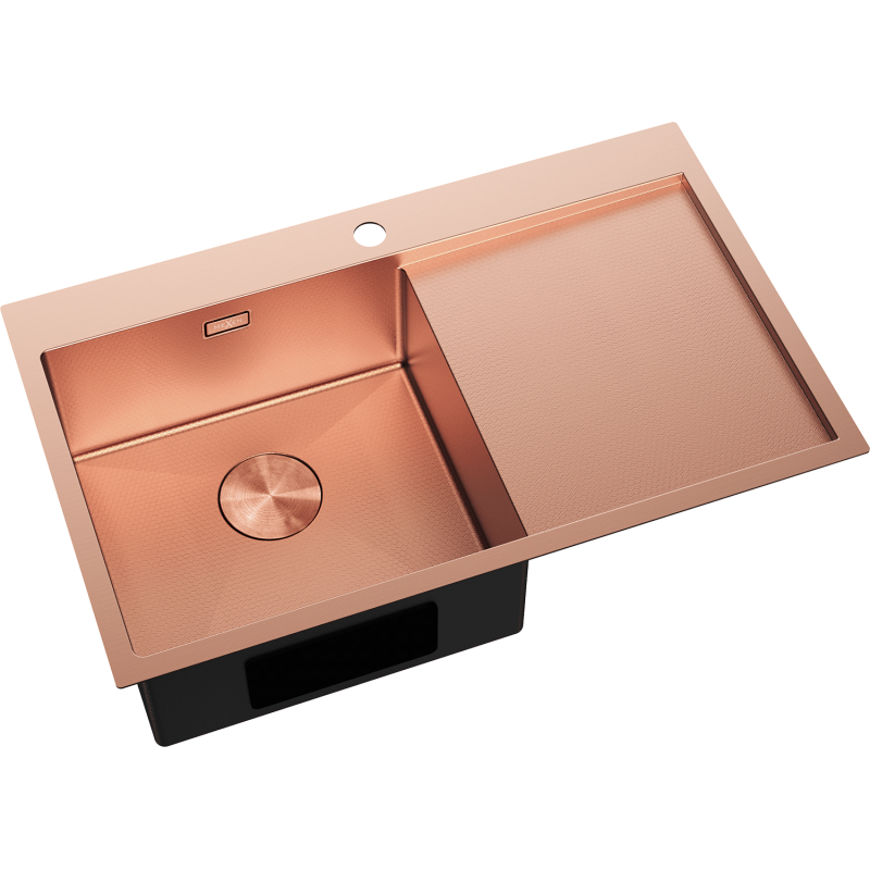 Mexen Exar plieninis vienos kameros kriauklė su nutekamuoju įtaisu, kairė 780 x 480 mm, varis HC - 6433781010L-65HC