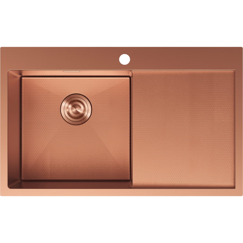 Mexen Exar plieninis vienos kameros kriauklė su nutekamuoju įtaisu, kairė 780 x 480 mm, varis HC - 6433781010L-65HC