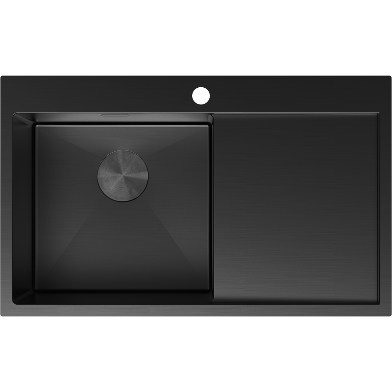 Mexen Exar plieninė 1-sekcinė kriauklė su kairiuoju nutekėjimu 780 x 480 mm, juoda - 6433781010L-70