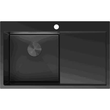 Mexen Exar plieninė 1-sekcinė kriauklė su kairiuoju nutekėjimu 780 x 480 mm, juoda - 6433781010L-70