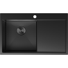 Mexen Exar plieninė vienos sekcijos plautuvė su lašėjimo aikštele, kairinė 780 x 480 mm, juoda - 6433781010L-70