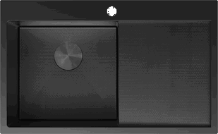 Mexen Exar plieninė kriauklė vienos kameros su nusausinimu, kairinė 780 x 480 mm, juoda HC - 6433781010L-70HC