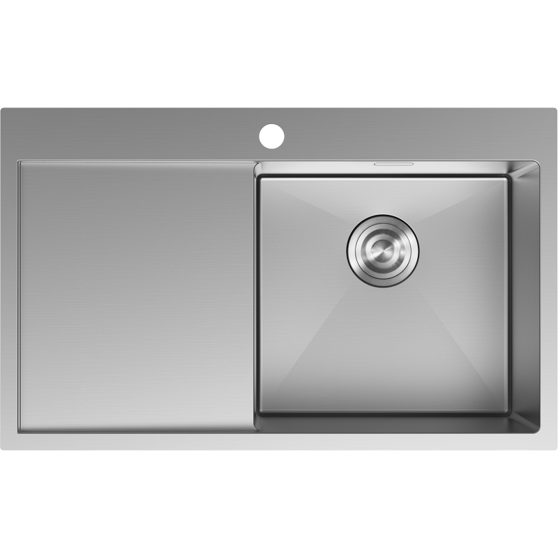 Mexen Exar plieninė vienos kameros plautuvė su nusausinimo lentyna, dešinė 780 x 480 mm, inox - 6434781010P-01