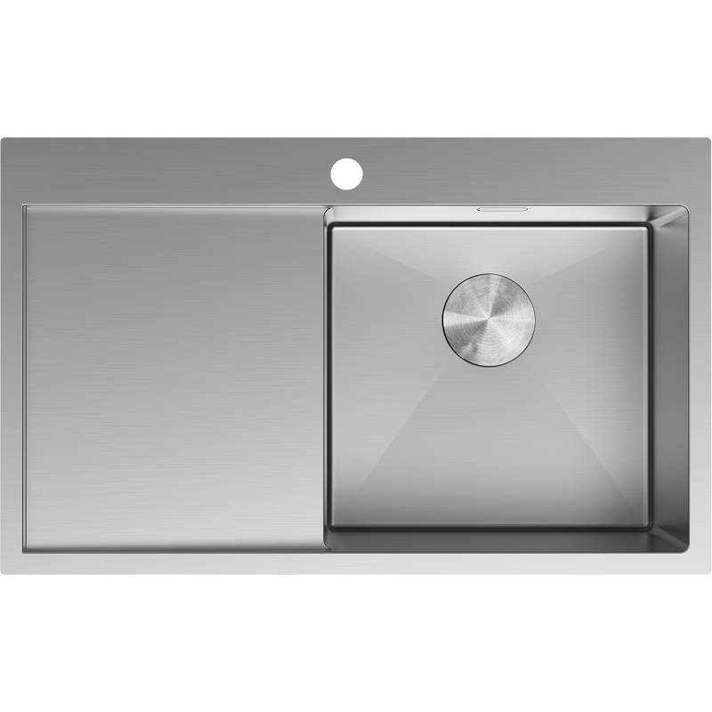 Mexen Exar plieninė vienos kameros plautuvė su nusausinimo lentyna, dešinė 780 x 480 mm, inox - 6434781010P-01