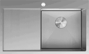 Mexen Exar plieninė vienos kameros kriauklė su nutekėjimo plokšte, dešinė 780 x 480 mm, inox HC - 6434781010P-01HC