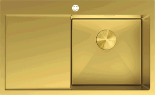 Mexen Exar plieninė vienaaukštė kriauklė su nutekėjimo plokšte, dešinė 780 x 480 mm, auksinė - 6434781010P-55