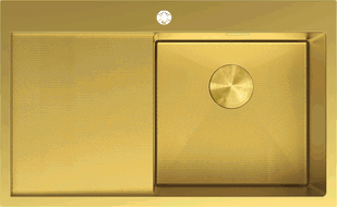 Mexen Exar nerūdijančio plieno virtuvės kriauklė su 1 skyriumi ir nusausintuvu, dešinysis 780 x 480 mm, auksinis HC