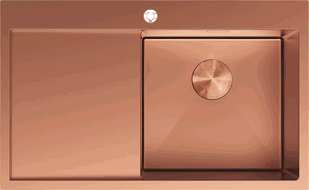 Mexen Exar Plieninė virtuvės kriauklė su vienu skyriumi ir lašėjimo priekiu, dešinė 780 x 480 mm, varis - 6434781010P-65