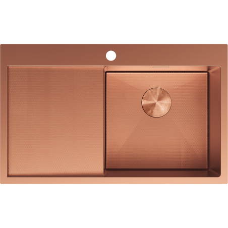 Mexen Exar nerūdijančio plieno plautuvė su viena skylele ir nusausintoju, dešinė, 780 x 480 mm, varis HC - 6434781010P-65HC