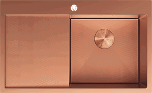 Mexen Exar nerūdijančio plieno plautuvė su viena skylele ir nusausintoju, dešinė, 780 x 480 mm, varis HC - 6434781010P-65HC