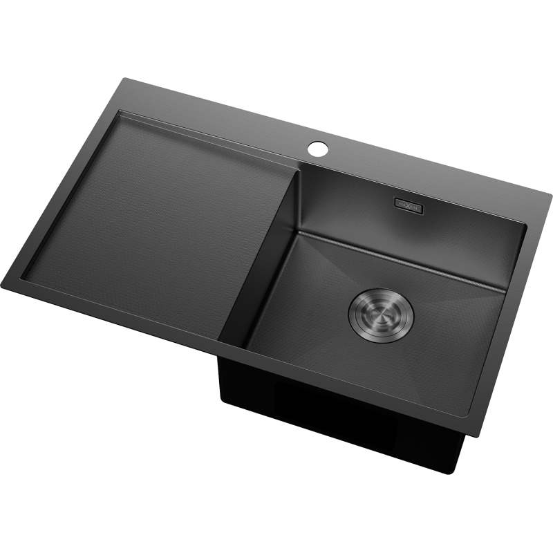 Mexen Exar plieno kriauklė su 1 dubeniu ir dešiniuoju nuvarvėjimu 780 x 480 mm, juoda HC - 6434781010P-70HC