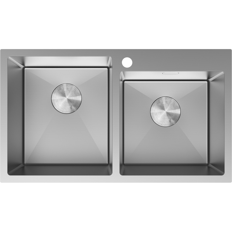 Mexen Xorin plieninis dviejų skylių plautuvas 780 x 450 mm, inox - 6441782000-01