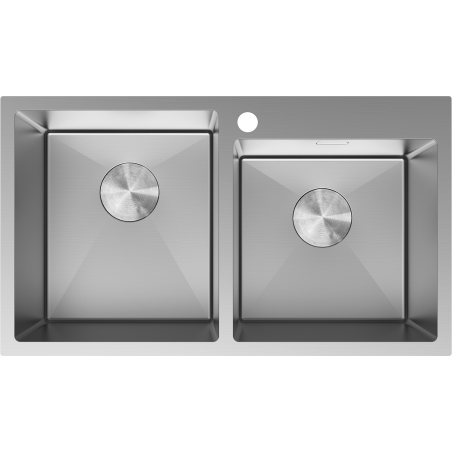 Mexen Xorin plieninis dviejų skylių plautuvas 780 x 450 mm, inox - 6441782000-01