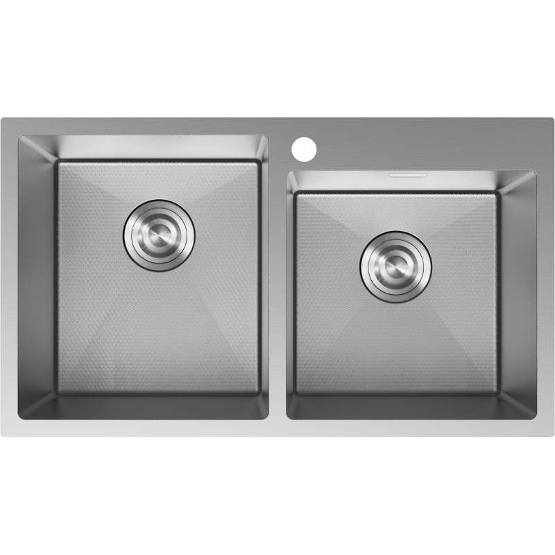 Mexen Xorin 2 skyrių nerūdijančio plieno kriauklė 780 x 450 mm, inox HC - 6441782000-01HC