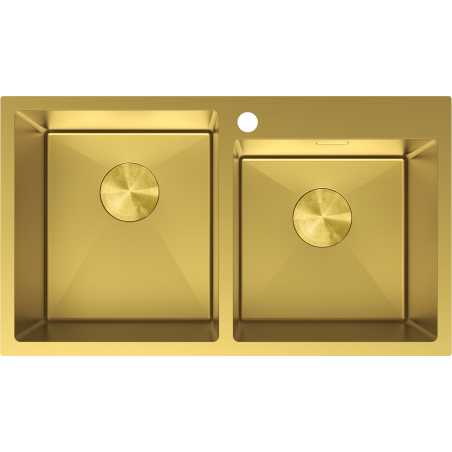 Mexen Xorin plieninė dviejų skyrių kriauklė 780 x 450 mm, auksinė - 6441782000-55