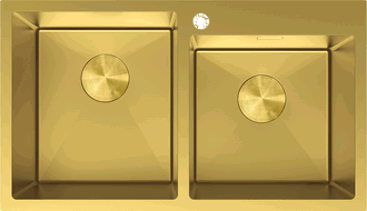 Mexen Xorin plieninė dviejų skyrių kriauklė 780 x 450 mm, auksinė - 6441782000-55