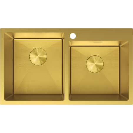 Mexen Xorin plieninė dviejų kamerų plautuvė 780 x 450 mm, auksinė HC - 6441782000-55HC