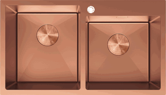 Mexen Xorin plieninis dviejų skyrių kriauklė 780 x 450 mm, varis - 6441782000-65