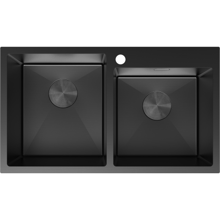 Mexen Xorin dviejų skyrių plieninė kriauklė 780 x 450 mm, juoda - 6441782000-70