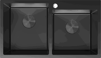 Mexen Xorin plieninė dviejų kamerų kriauklė 780 x 450 mm, juoda - 6441782000-70