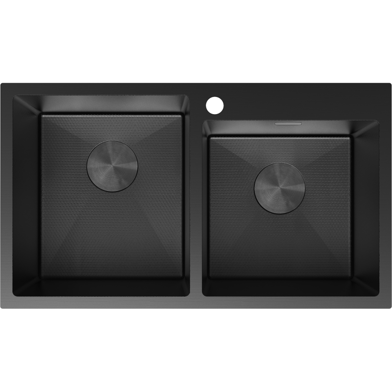 Mexen Xorin dviejų skyrių nerūdijančio plieno kriauklė 780 x 450 mm, juoda HC - 6441782000-70HC