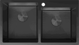 Mexen Xorin dviejų skyrių nerūdijančio plieno kriauklė 780 x 450 mm, juoda HC - 6441782000-70HC