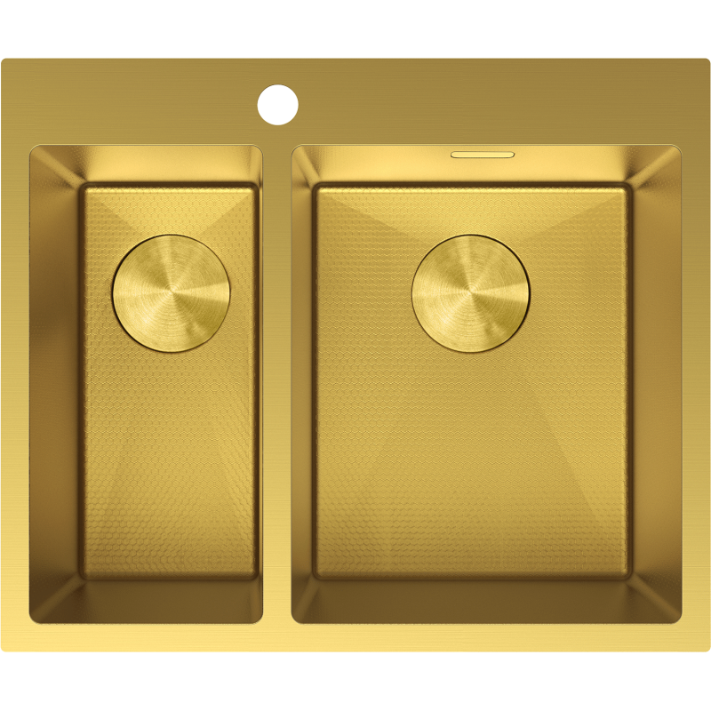 Mexen Flexo plieninė kriauklė 1,5 skylių, 610 x 510 mm, auksinė HC - 6446611500-55HC
