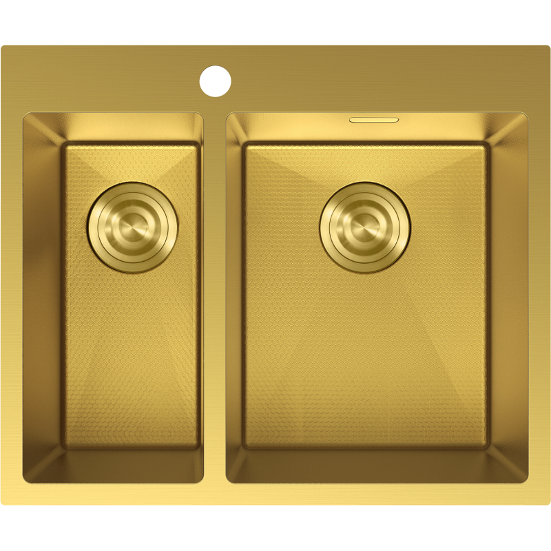 Mexen Flexo plieninė kriauklė 1,5 skylių, 610 x 510 mm, auksinė HC - 6446611500-55HC