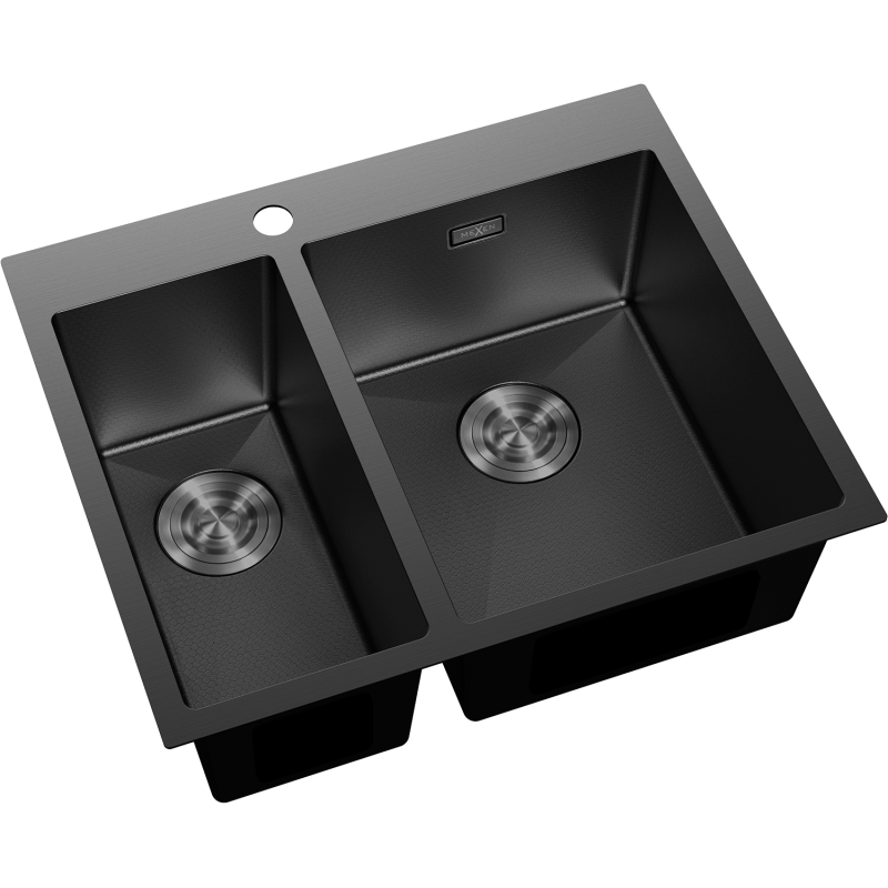 Mexen Flexo plieninė kriauklė su 1,5 skyriumi 610 x 510 mm, juoda HC - 6446611500-70HC