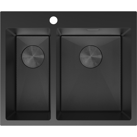 Mexen Flexo plieninė kriauklė su 1,5 skyriumi 610 x 510 mm, juoda HC - 6446611500-70HC