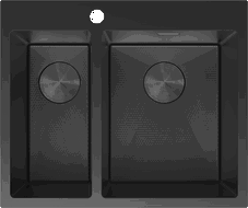 Mexen Flexo plieninė kriauklė su 1,5 skyriumi 610 x 510 mm, juoda HC - 6446611500-70HC