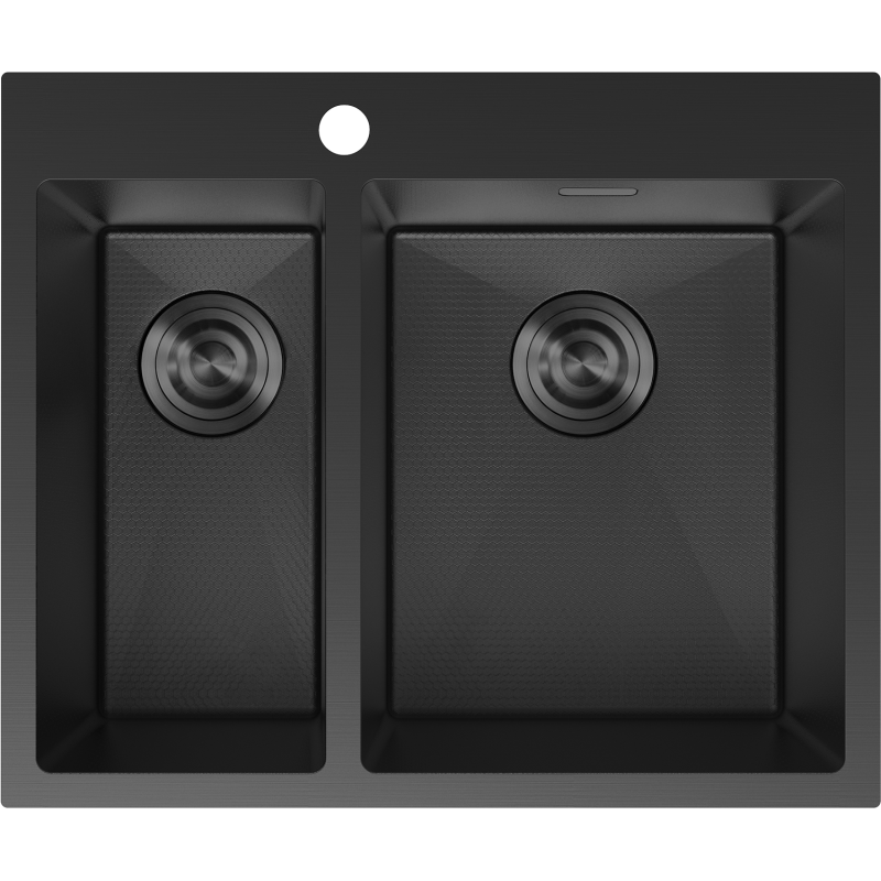 Mexen Flexo plieninė kriauklė su 1,5 skyriumi 610 x 510 mm, juoda HC - 6446611500-70HC