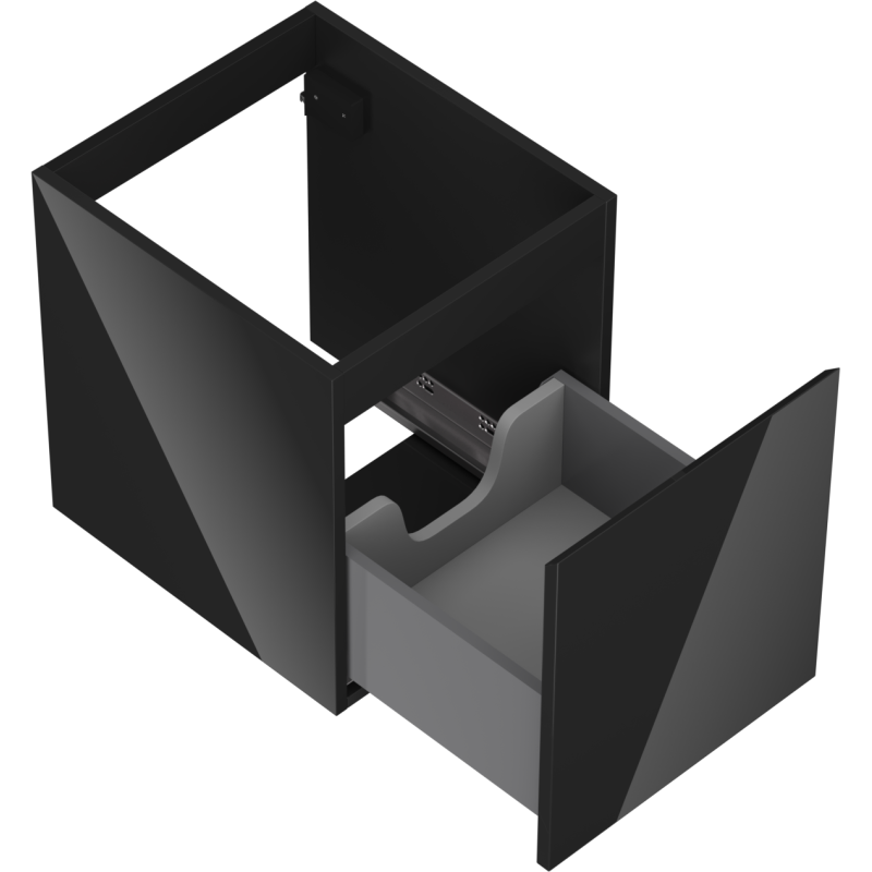 Mexen Orio vonios spintelė po praustuvu 40 cm, 1 stalčius, juoda blizgi - 91A10-04047-1-BF70