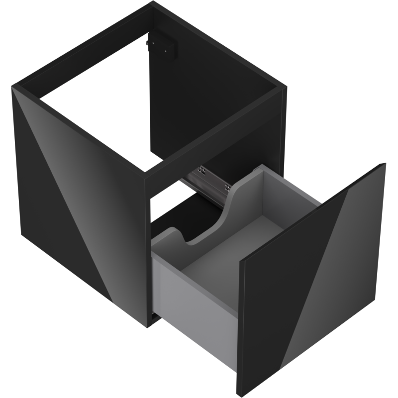 Mexen Orio vonios kambario spintelė po kriaukle 45 cm, 1 stalčius, juoda blizgi - 91A10-04547-1-BF70