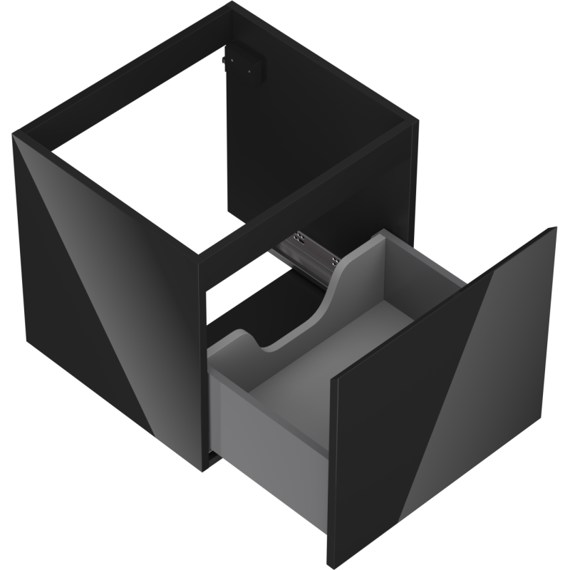 Mexen Orio vonios spintelė po praustuvu 50 cm, 1 stalčius, juodas blizgus - 91A10-05047-1-BF70