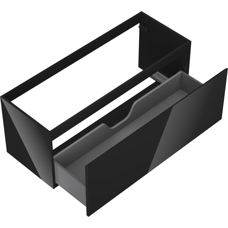 Mexen Orio vonios spintelė po praustuvu 120 cm, 1 stalčius, juoda blizgi - 91A10-12047-1-BF70